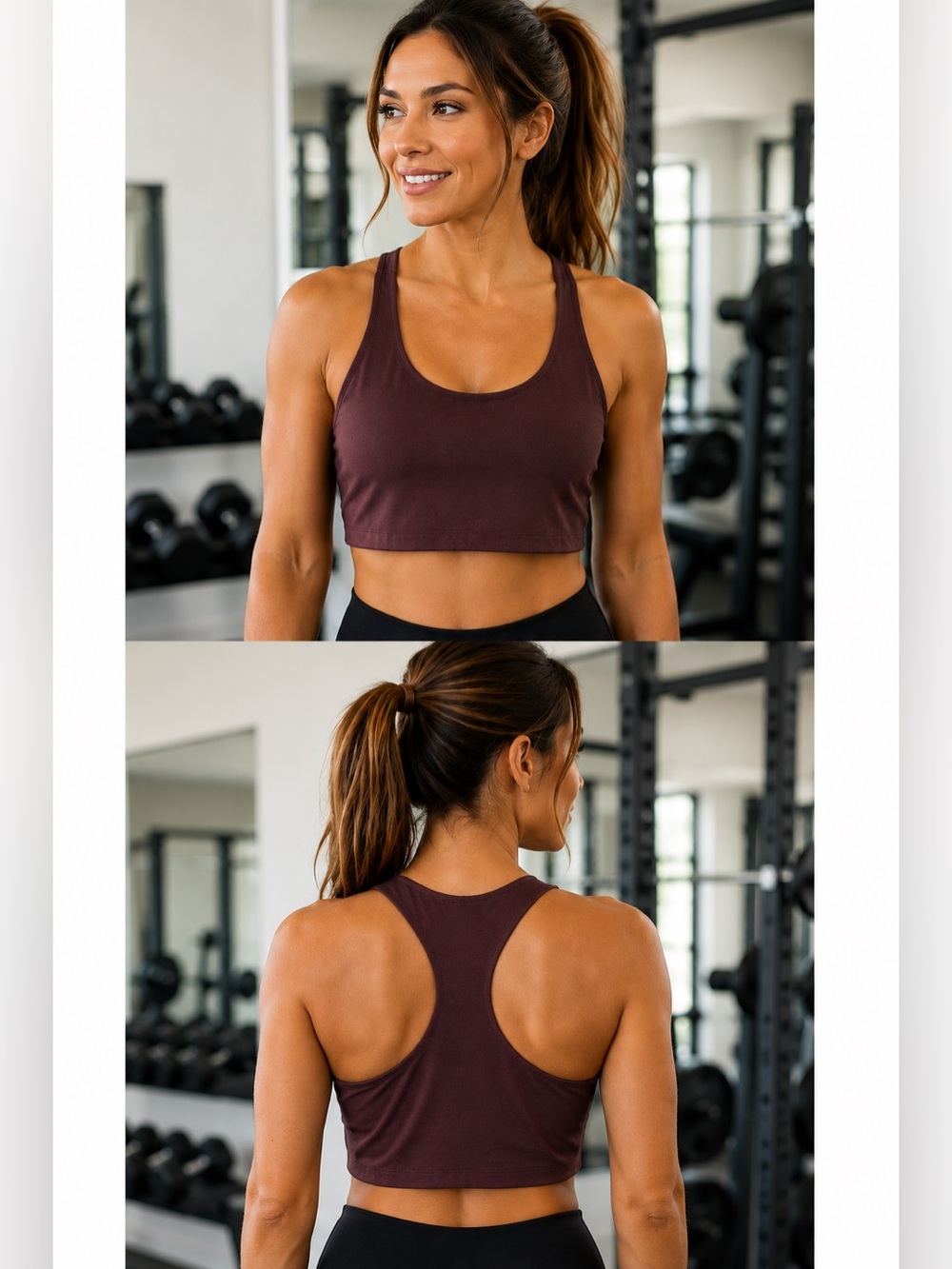Girlfriend Collective Paloma Burgundy Racerback Longline Sports Bra Medium